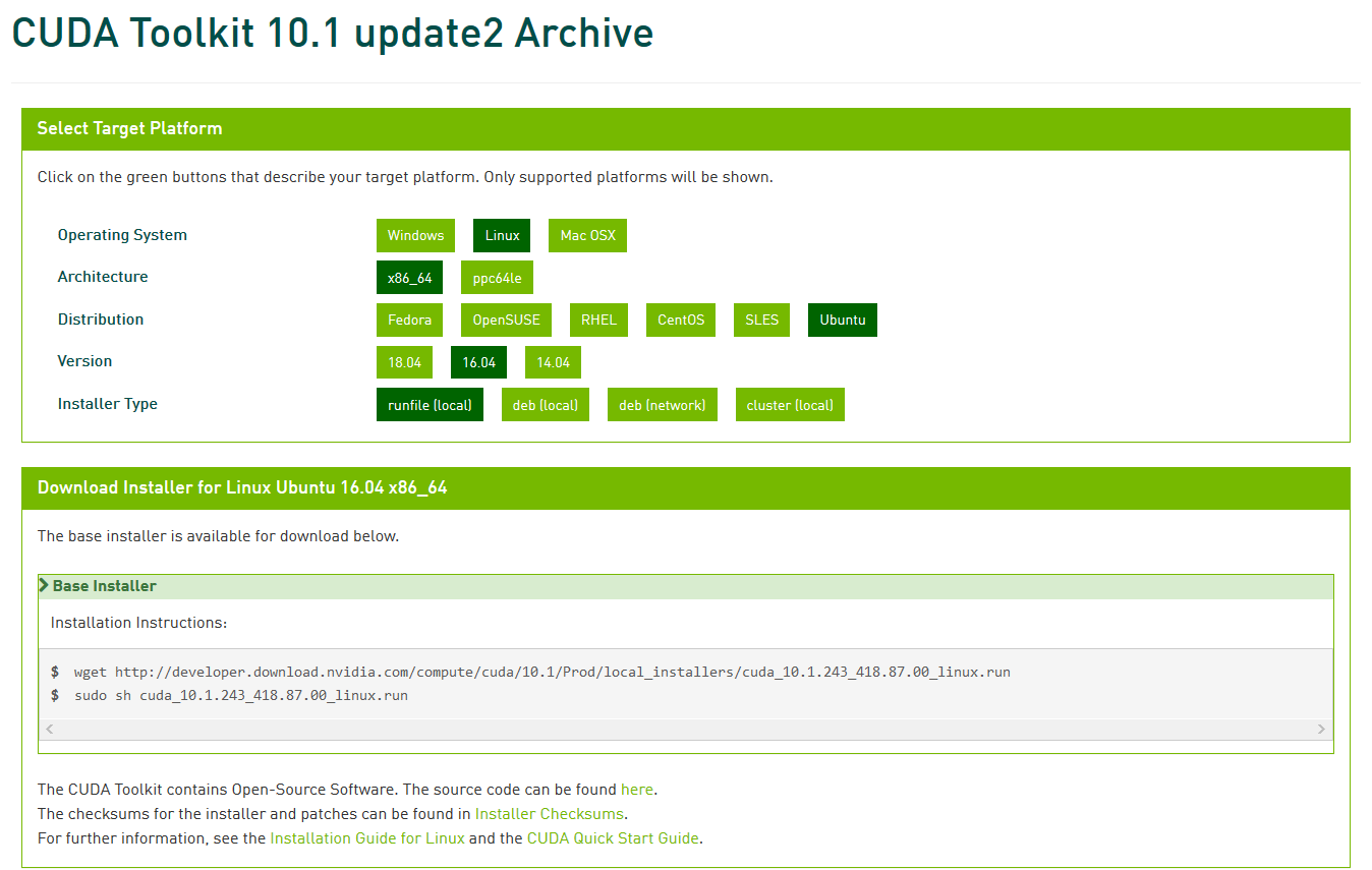 CUDA Toolkit 10.1 update2  Archive